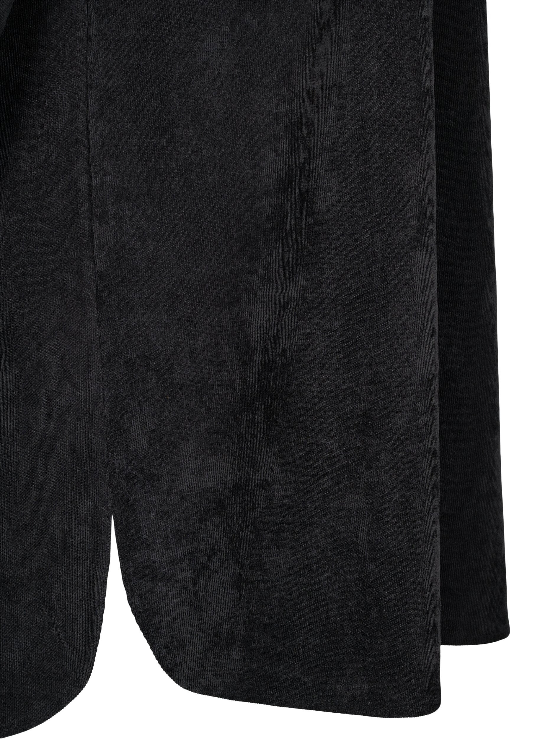 Zizzifashion Velvet dress with 3/4-length sleeves and buttons, Black, Packshot image number 3