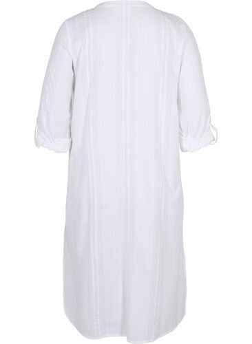 Cotton shirt dress with 3/4 sleeves, Bright White, Packshot image number 1