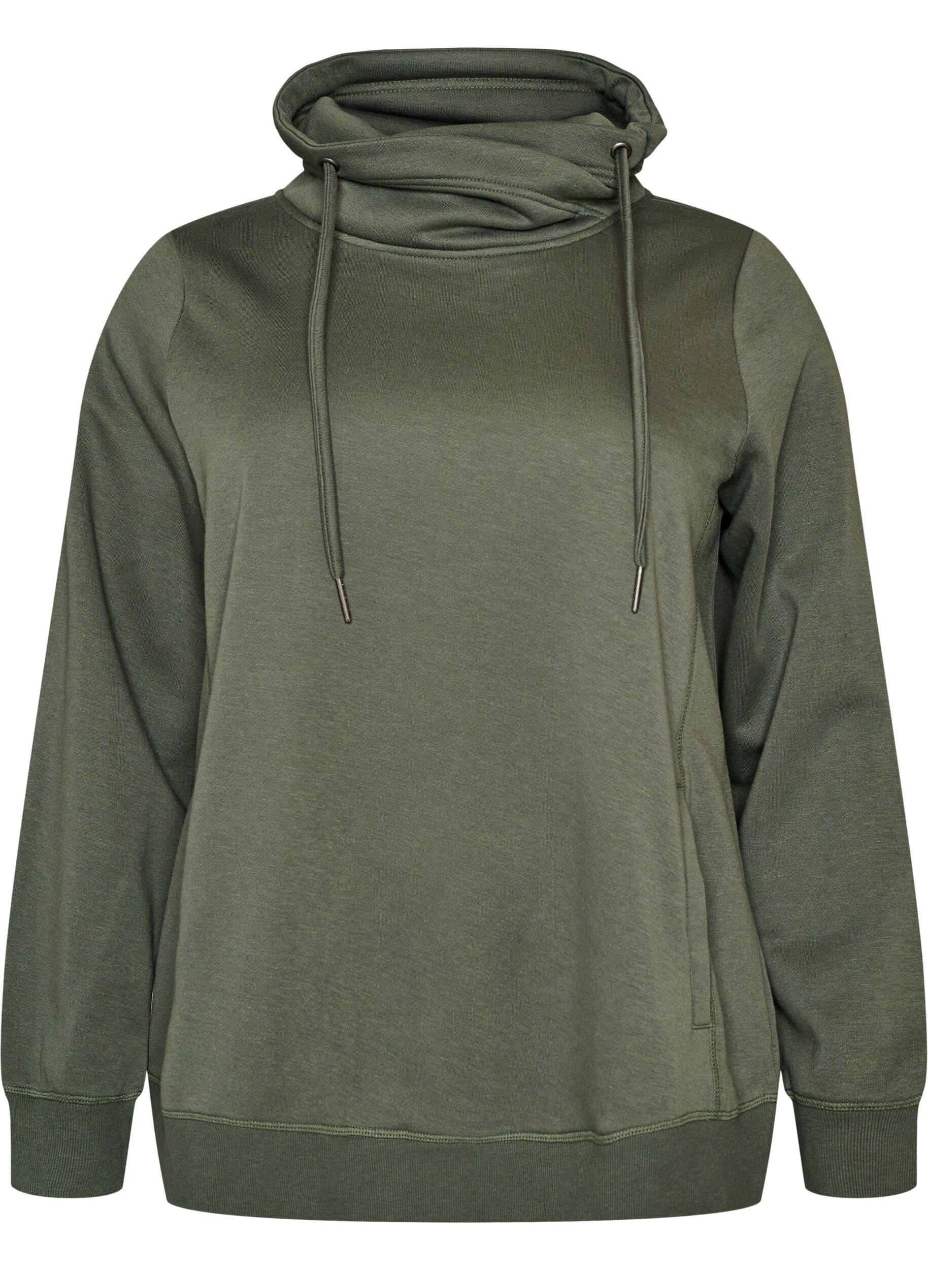 ZizzifashionSweatshirt with high collar and pockets, Green, Packshot image number 0