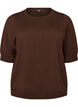 Fine-knit blouse with short sleeves, Brown, Packshot image number 0