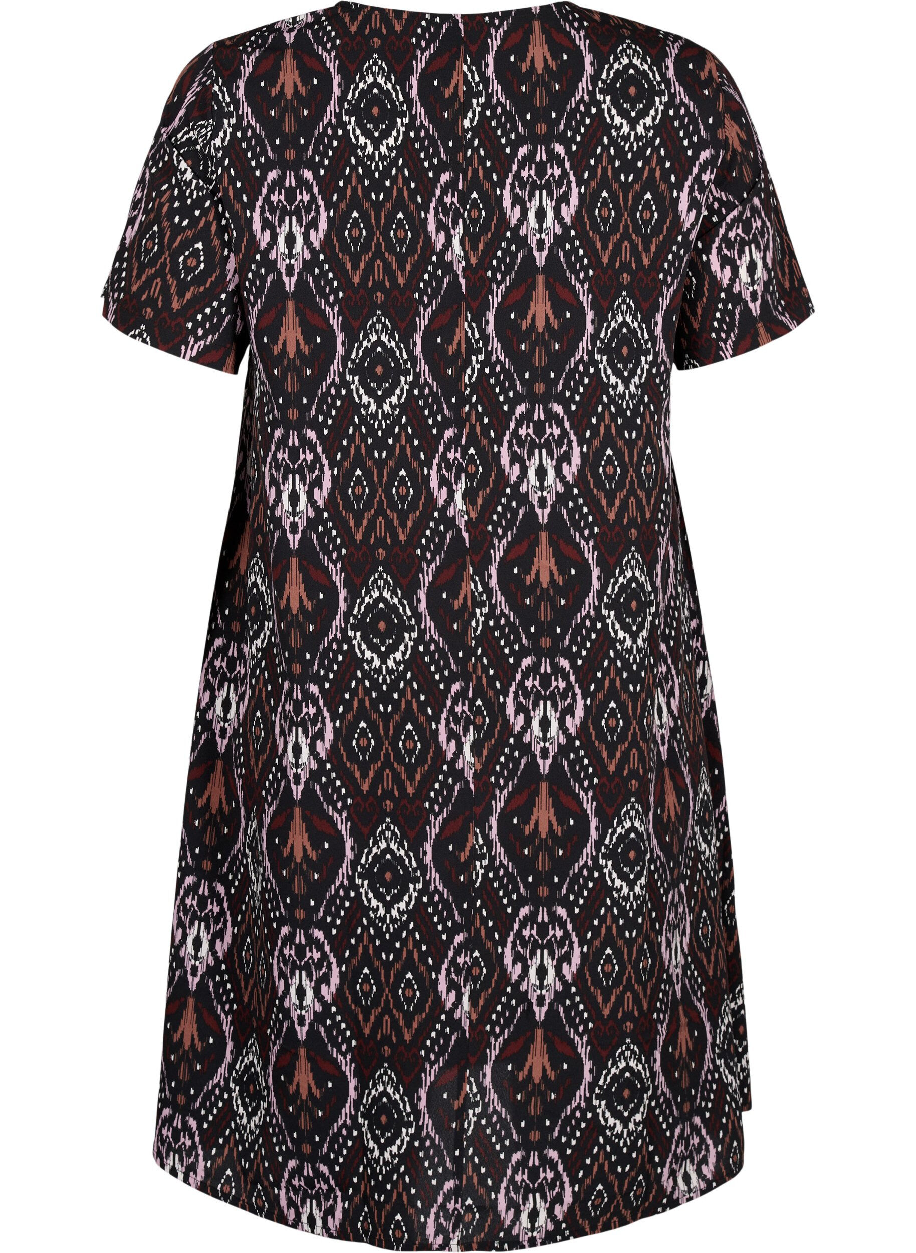 Zizzifashion FLASH - V-neck dress with print, Black Rose Ethnic, Packshot image number 1