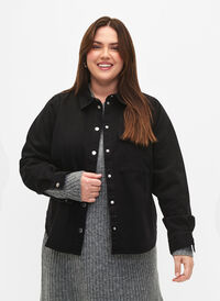Canvas jacket with buttons, Black, Model