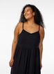 Midi strap dress with a smocked back, Black, Model image number 2
