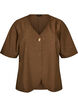 Blouse with glitter and V-neck, Brown, Packshot image number 0