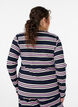 Long-sleeved night top in ribbed jersey with stripes, Blue, Model image number 2