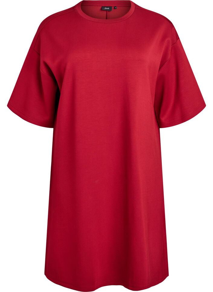 T-shirt dress in jersey with side slits, Red, Packshot image number 0