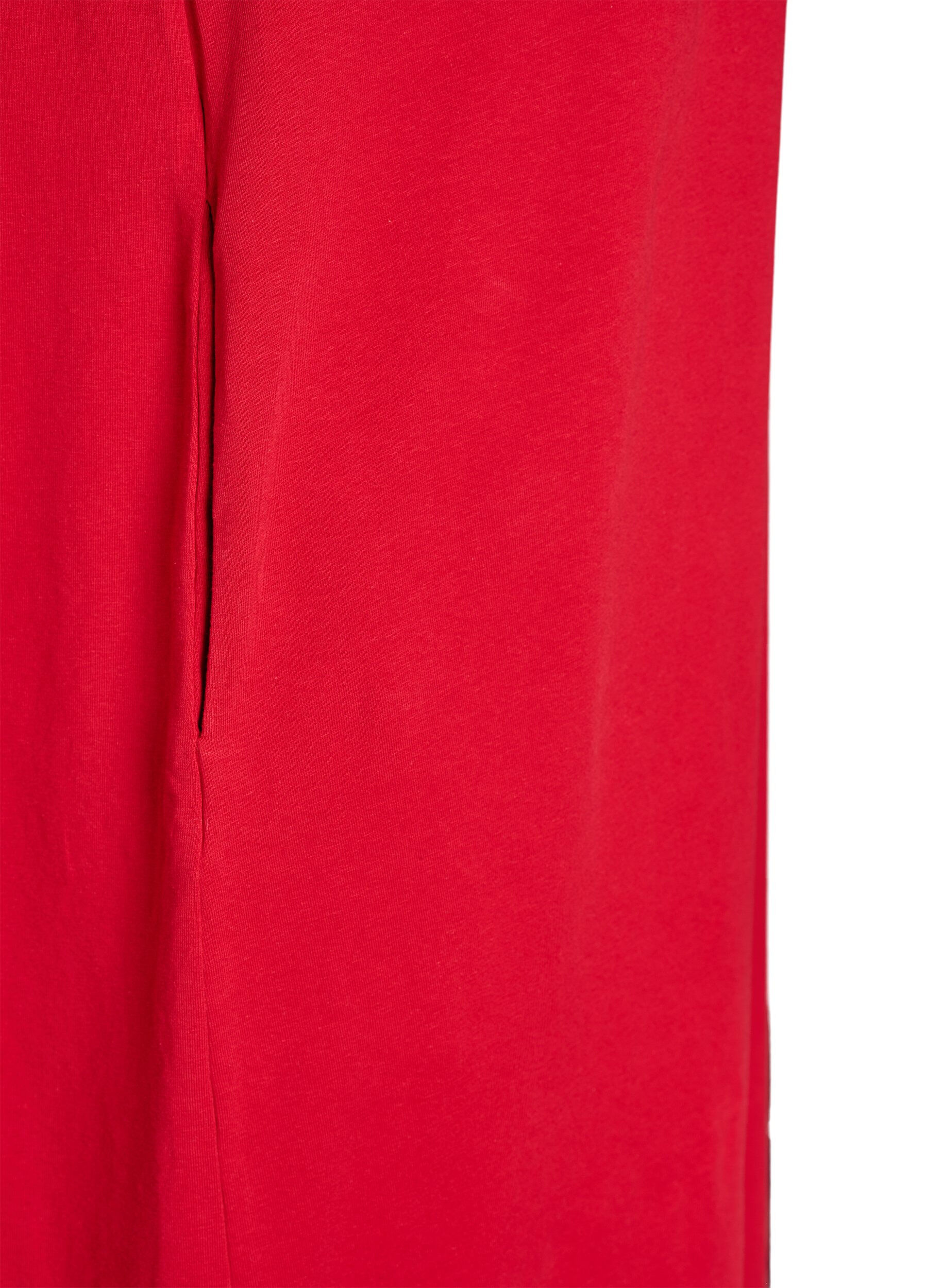ZizzifashionMidi T-shirt dress with a V-neck, Red, Packshot image number 4