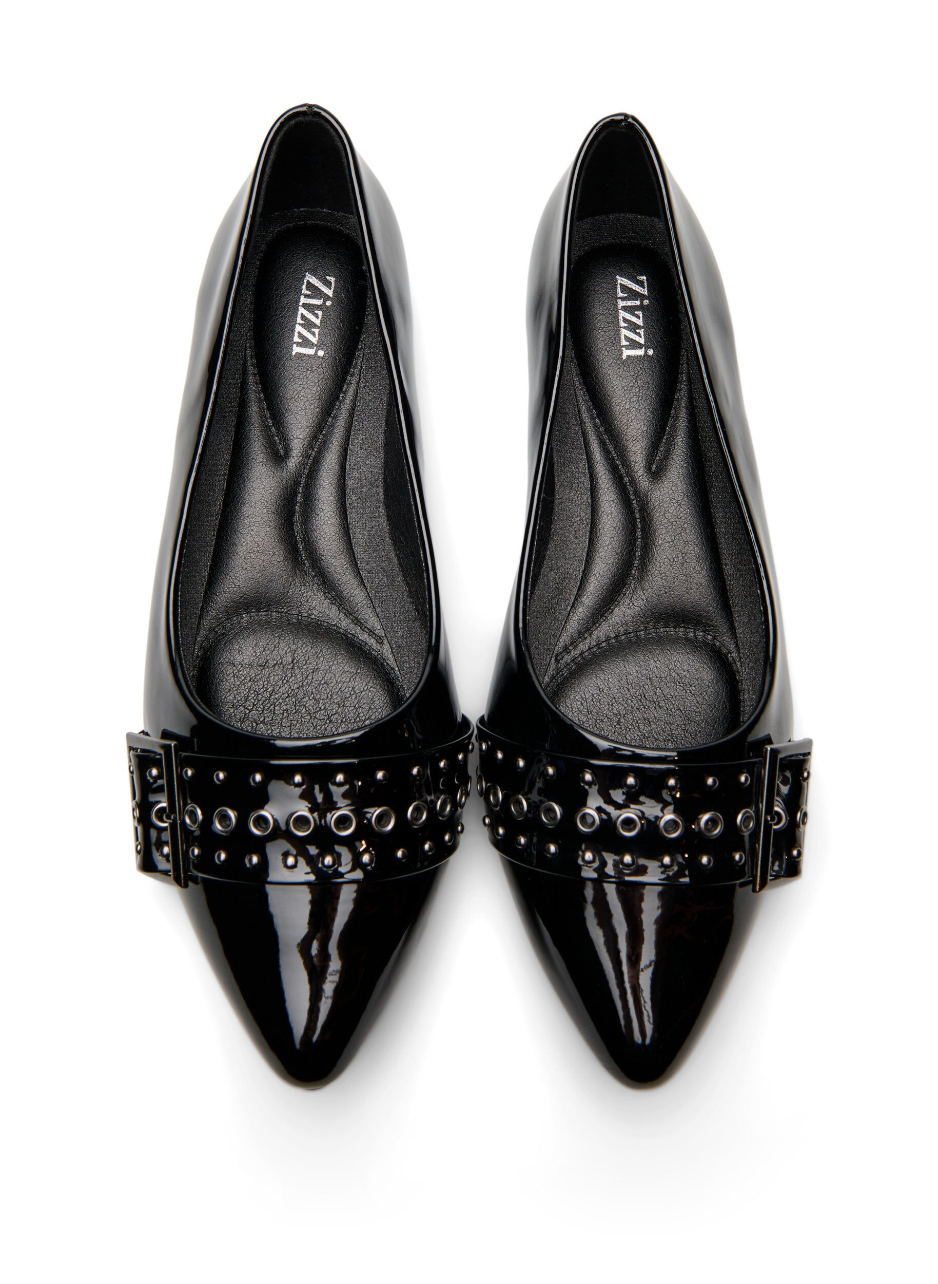 Zizzifashion Wide fit - Ballerina with strap and studs, Black, Packshot image number 2