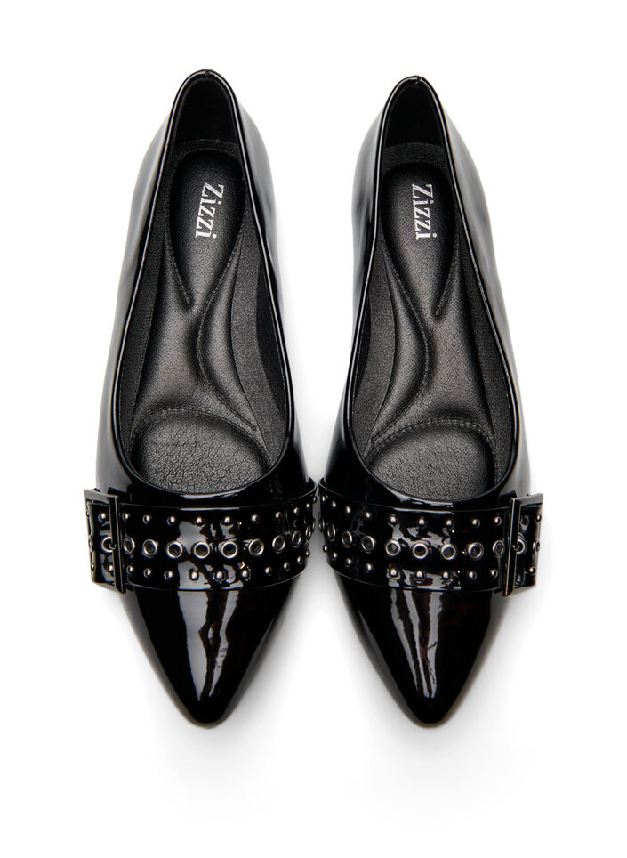 Wide fit - Ballerina with strap and studs, Black, Packshot image number 2