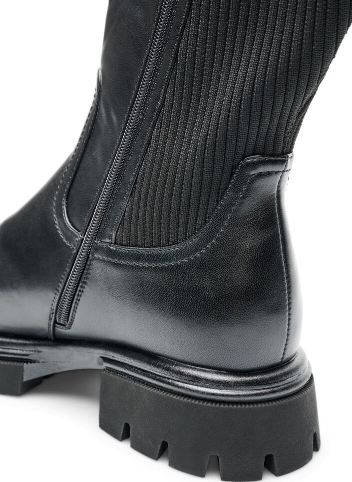 High boot with zip and elastic panels, Black, Packshot image number 5