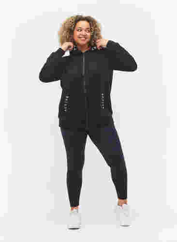 Workout hoodie jacket with zip, Black, Model image number 2