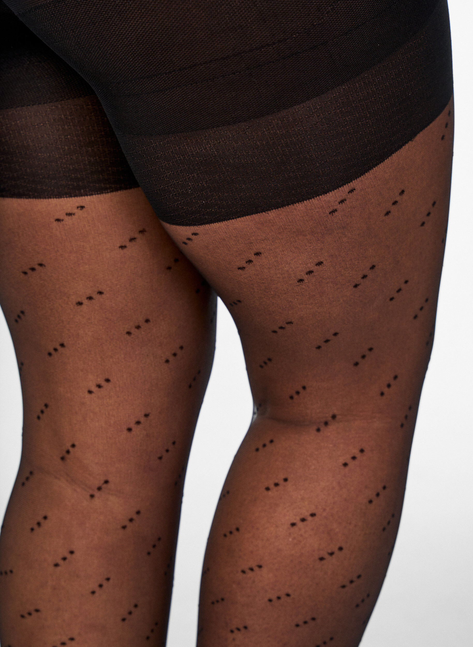Zizzifashion 25 denier push-up tights with a dot pattern, Black, Model image number 2