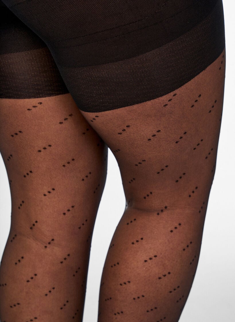 25 denier push-up tights with a dot pattern, Black, Model image number 2