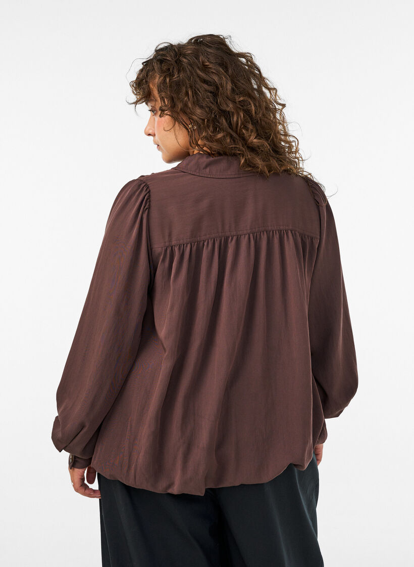 Shirt with balloon shape and concealed zip, Brown, Model image number 2