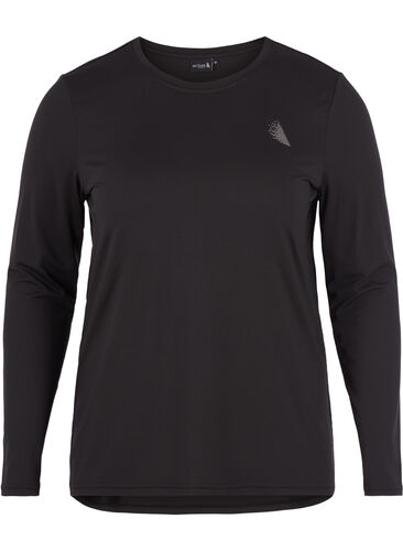 Long-sleeved fitness top, Black, Packshot image number 0