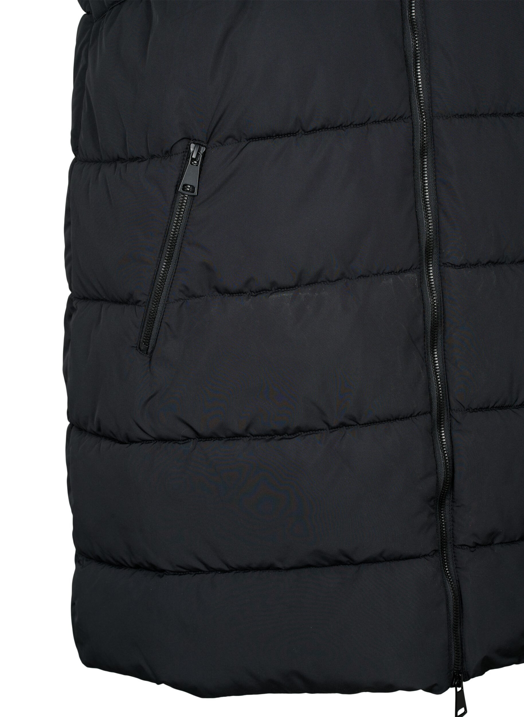 Zizzifashion Hooded waistcoat with pockets, Black, Packshot image number 3
