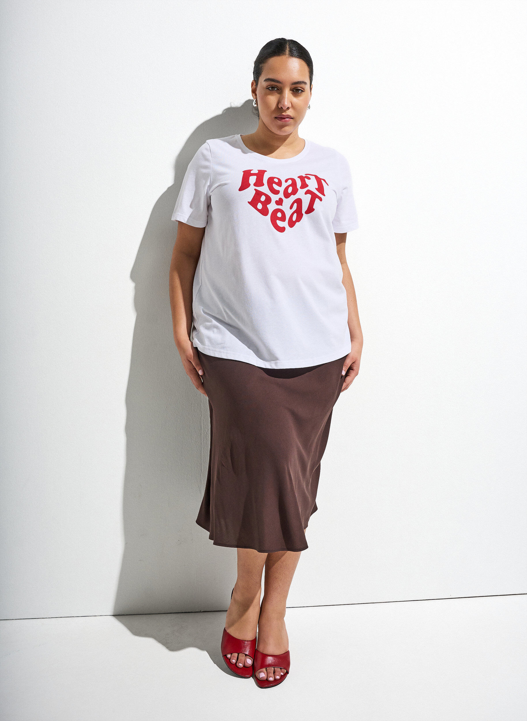 ZizzifashionViscose skirt with an elasticated waist, Brown, Image image number 0