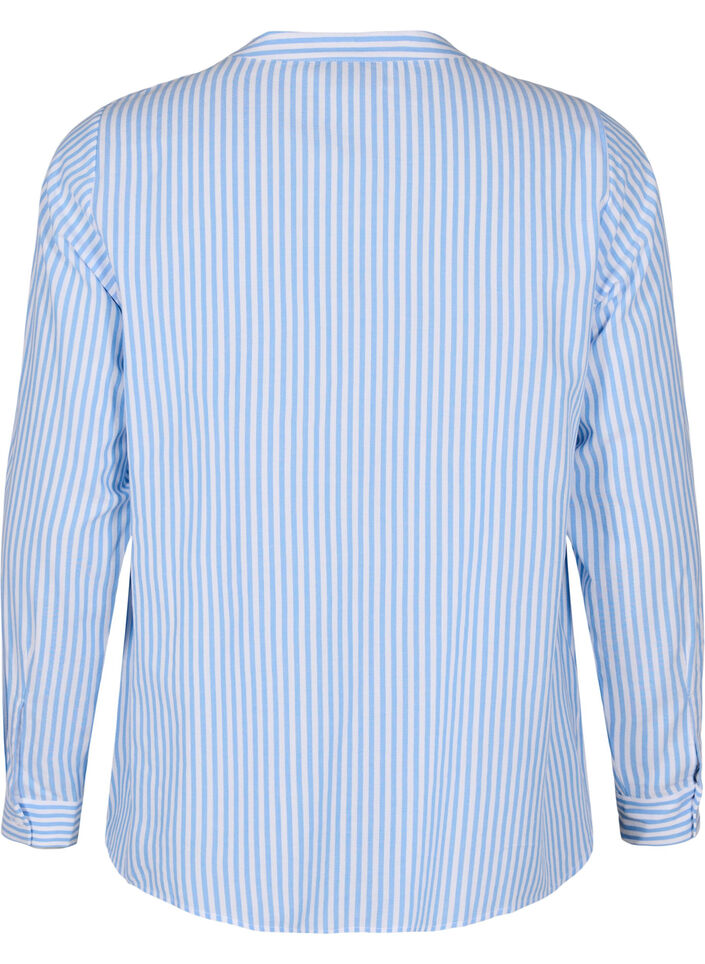 Striped blouse with tie detail, Light Blue, Packshot image number 1