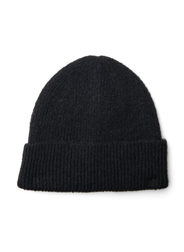 Knitted beanie with wool, Black, Packshot image number 0