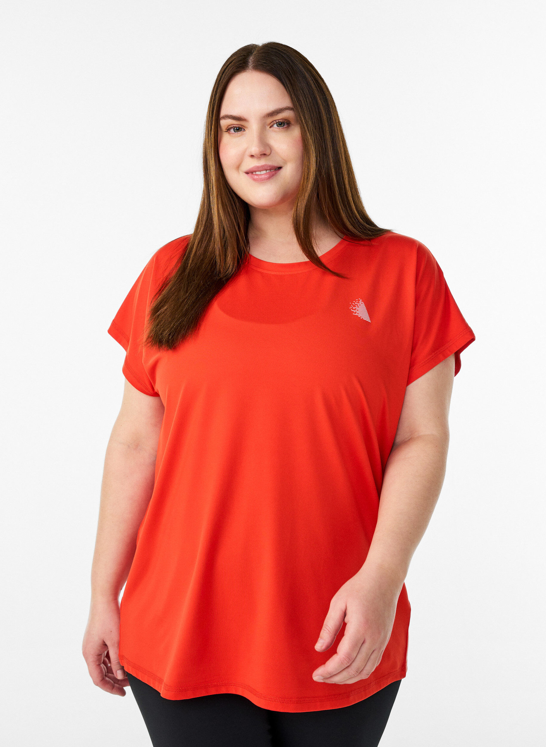 Solid-coloured training T-shirt, Orange, Model