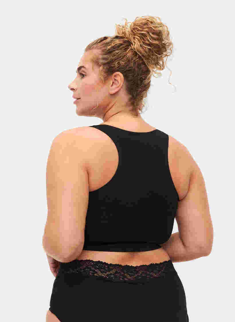 Seamless bra with string details, Black, Model image number 1