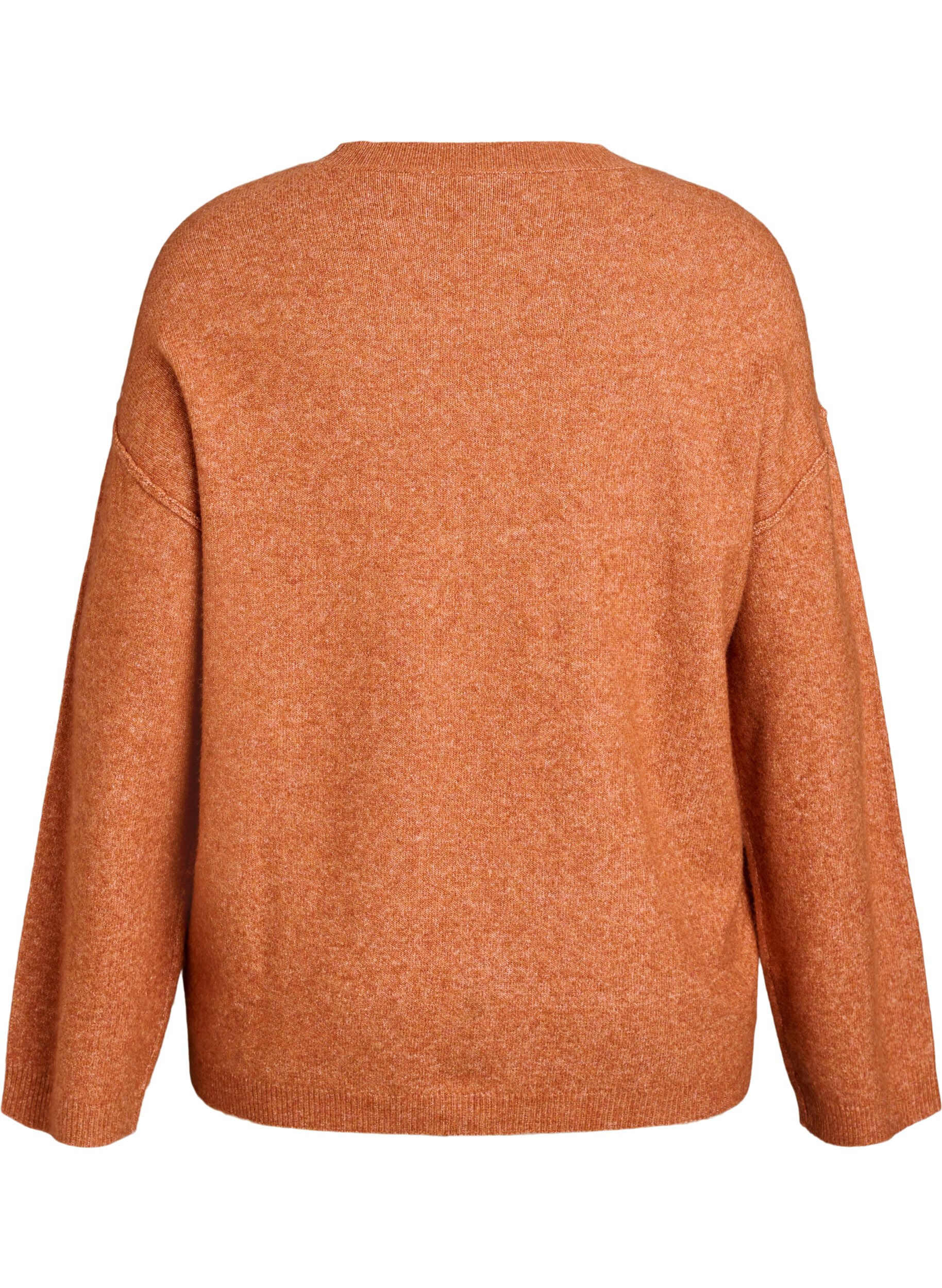 Zizzifashion Loose knit sweater with prominent seams, Orange, Packshot image number 1