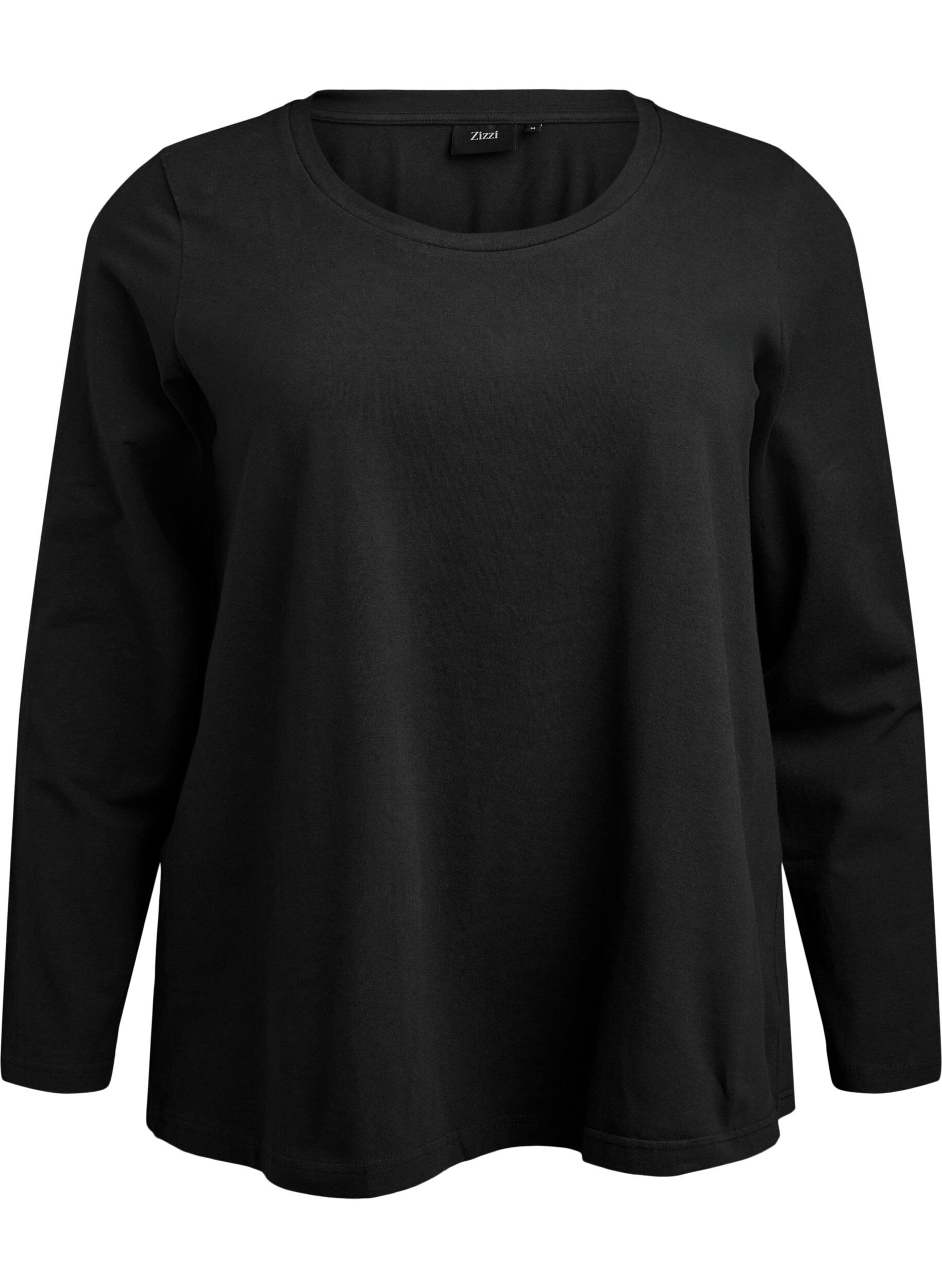 ZizzifashionBasic jersey blouse with long sleeves, Black, Packshot image number 0