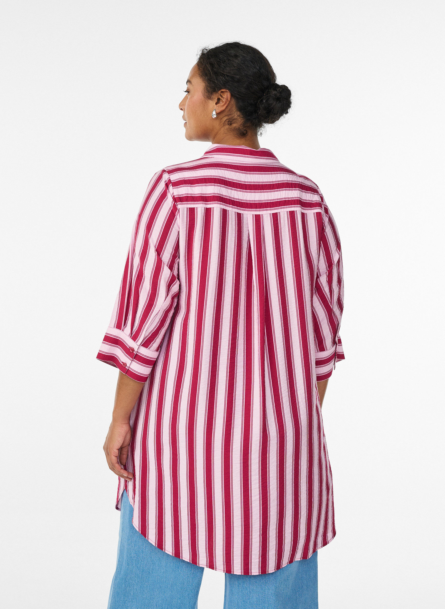 ZizzifashionShort dress with collar and chest pocket, Pink, Model image number 2