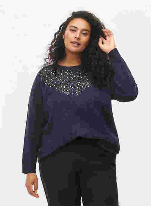 Melange knitted top with sequins