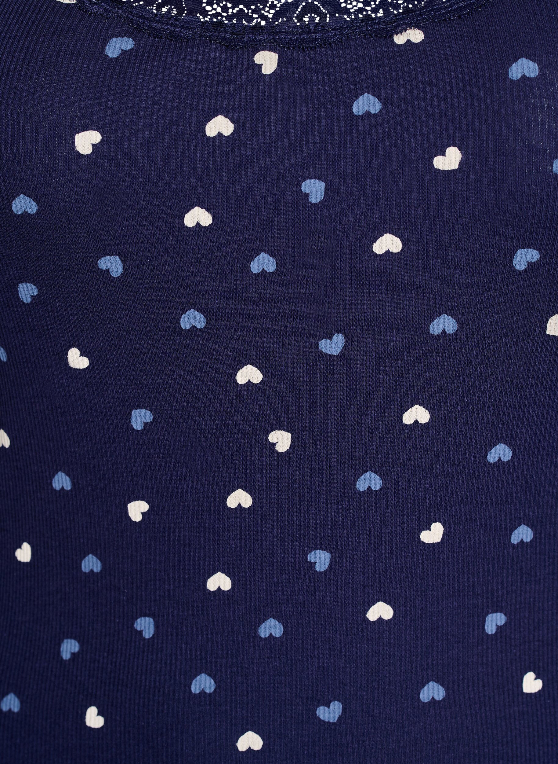 Zizzifashion Top with print and lace edge, Blue, Packshot image number 2