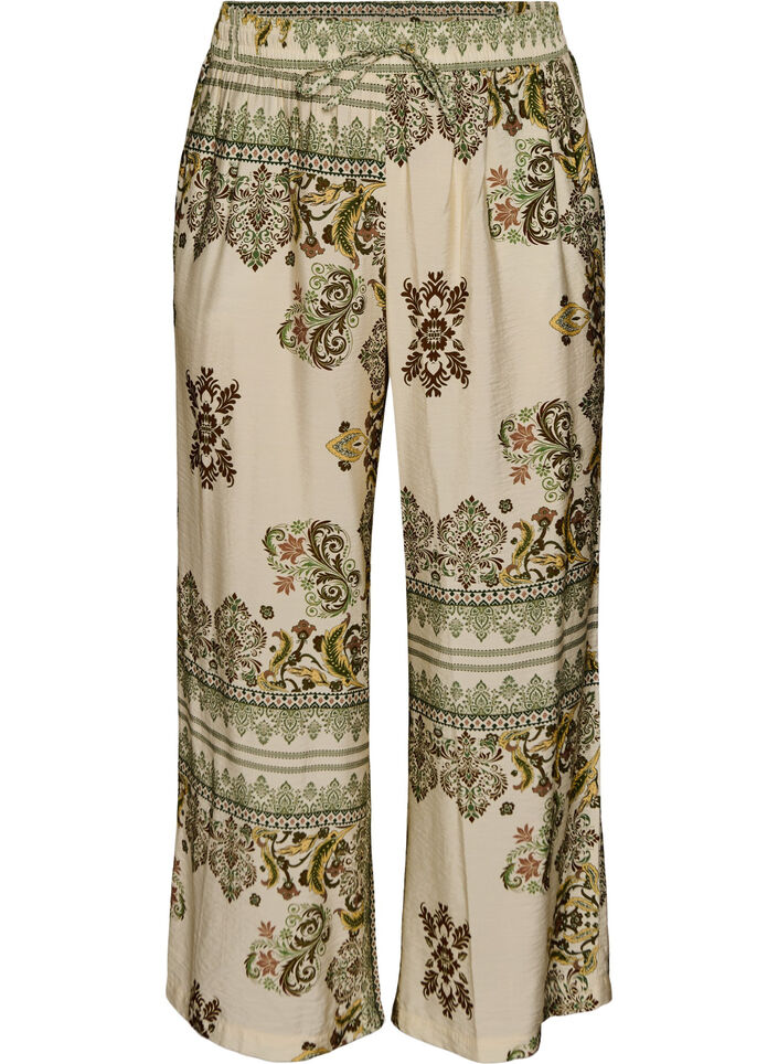 Patterned wide-leg trousers, Green, Packshot image number 0