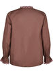 Blouse with embroidery and ruffle details, Brown, Packshot image number 1