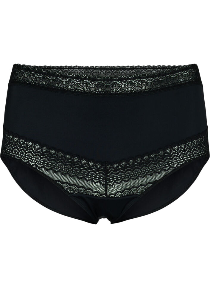 High-waisted knickers with laces, Black, Packshot image number 0