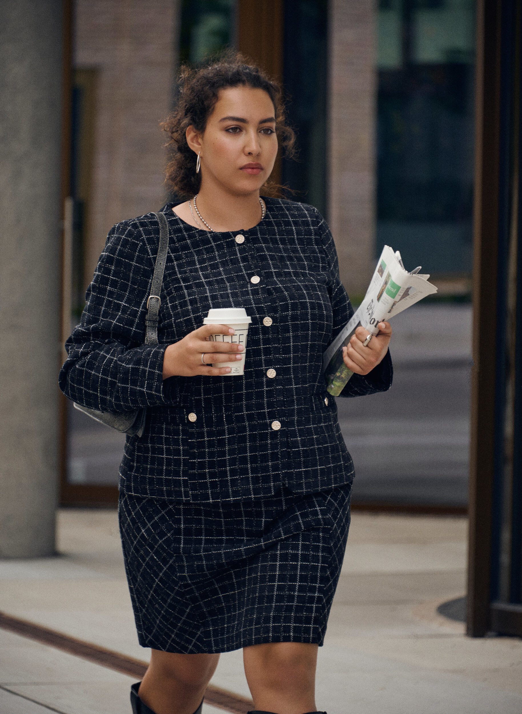 Zizzifashion Checked skirt, Black, Image image number 0