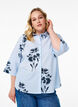 Striped shirt with floral print and 3/4 sleeves, Light Blue, Model image number 0