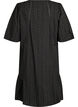 Knee-length cotton dress with embroidery and a V-neck, Black, Packshot image number 1