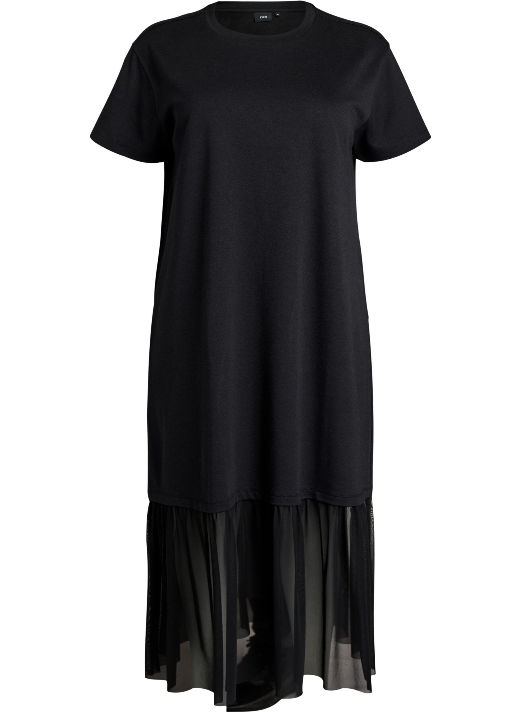 ZizzifashionT-shirt dress with a sheer mesh hem, Black, Packshot image number 0