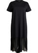 T-shirt dress with a sheer mesh hem, Black, Packshot image number 0