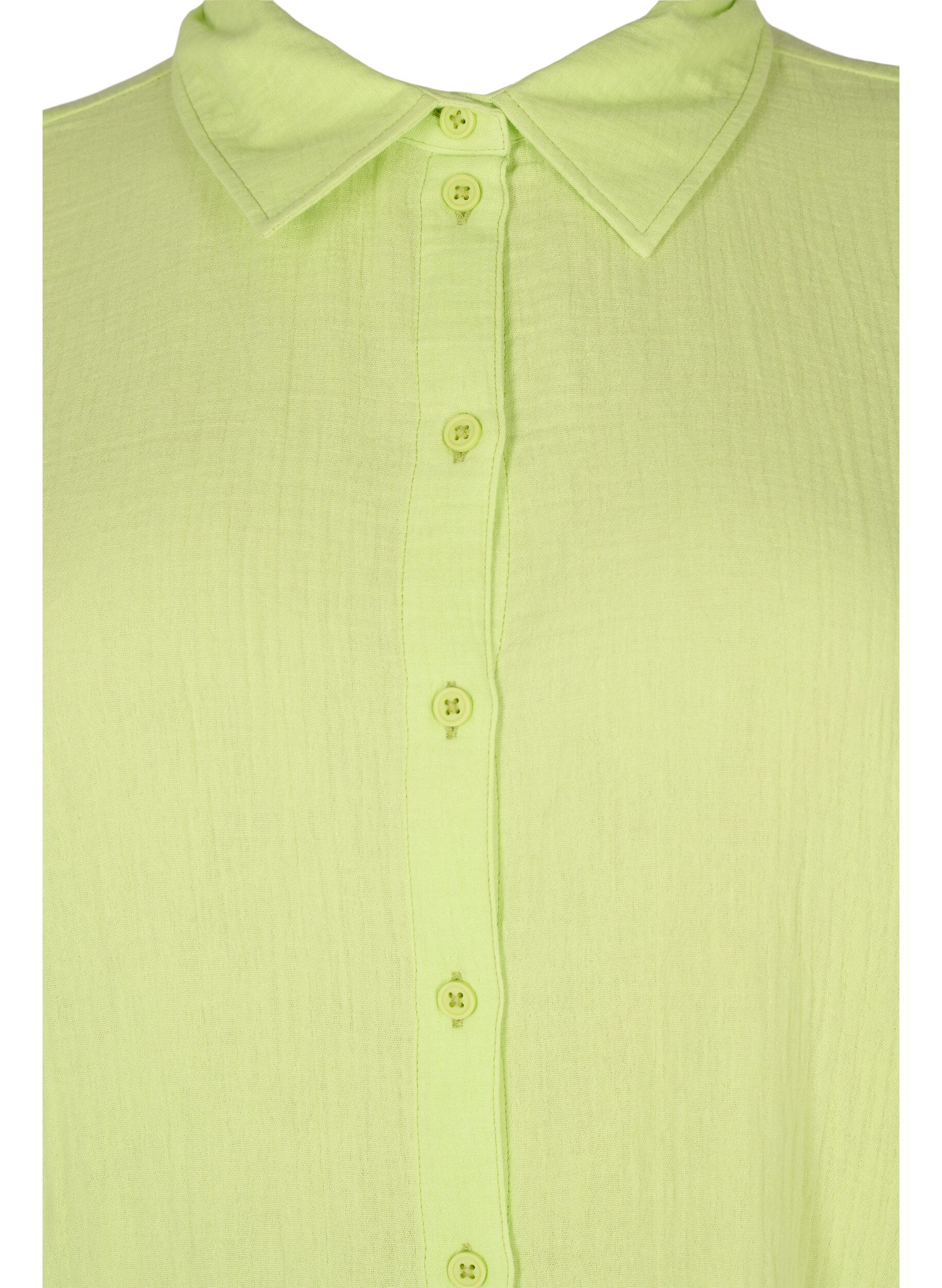 Zizzifashion Shirt in cotton with half-length sleeves, Wild Lime, Packshot image number 2