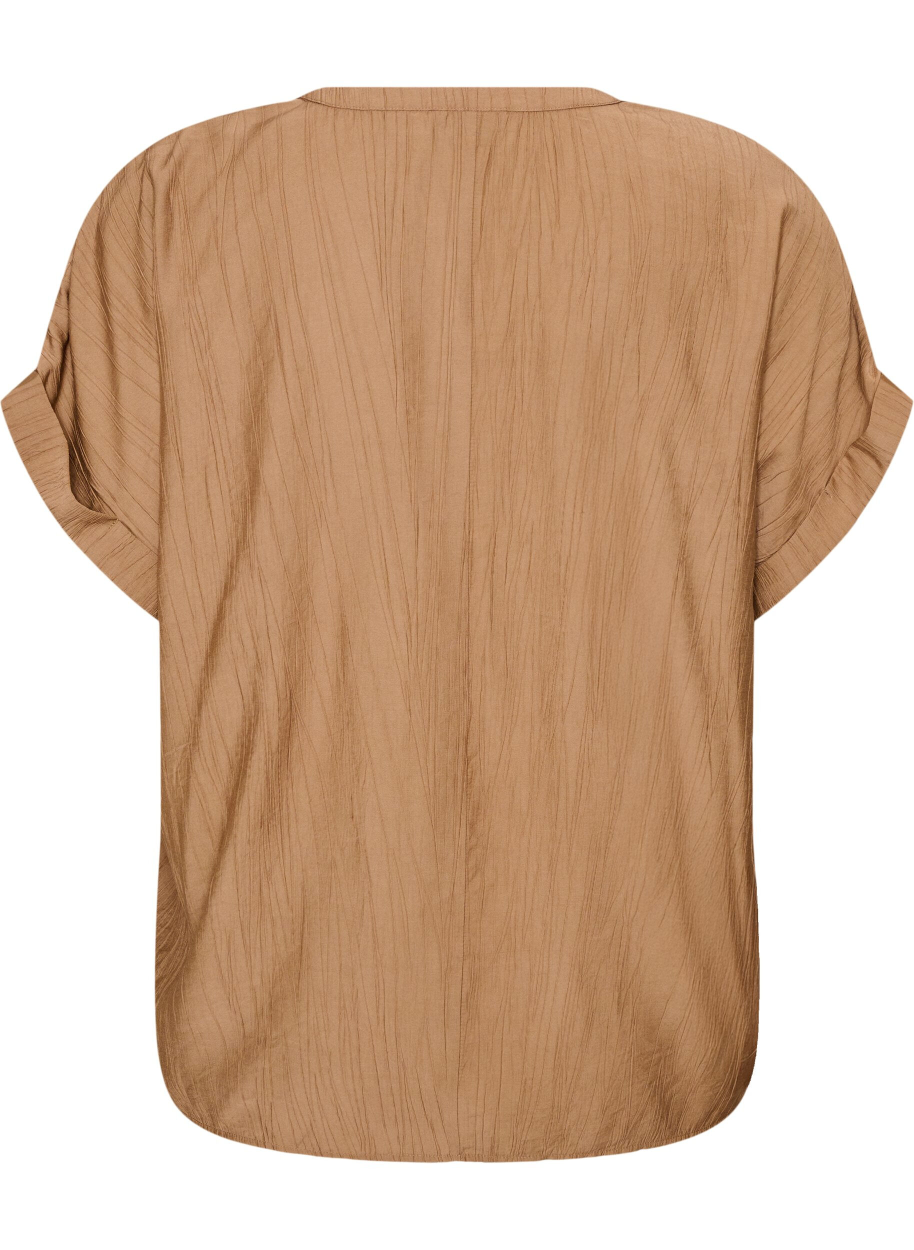 ZizzifashionViscose blouse with buttons and texture, Brown, Packshot image number 1