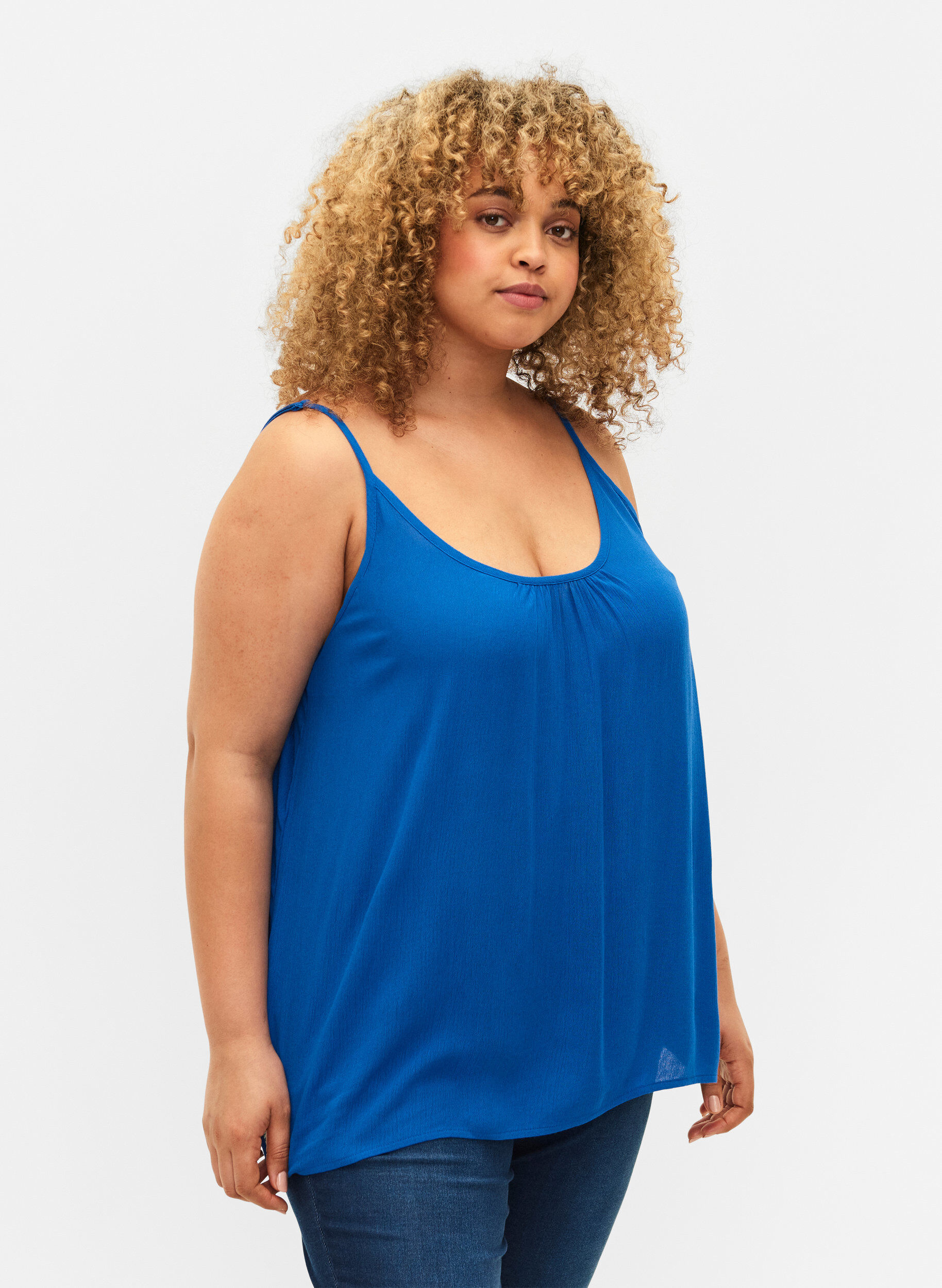 Zizzifashion Strap top in viscose, Blue, Model image number 0