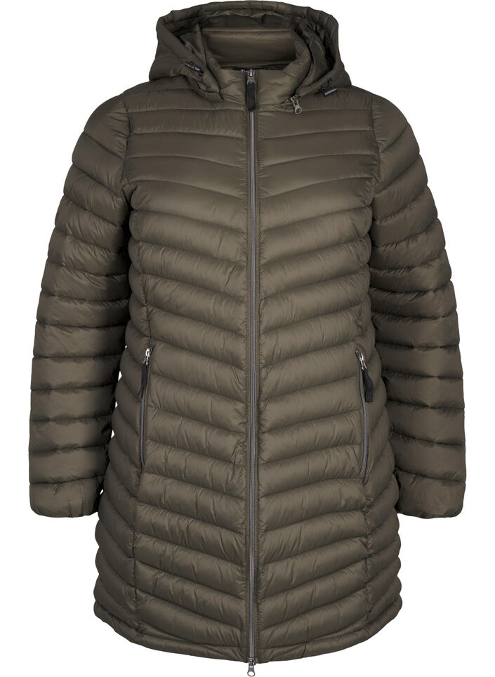 Lightweight jacket with pockets and detachable hood, Green, Packshot image number 0