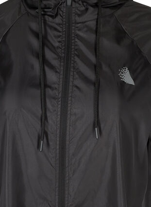 Sports jacket with hood and print details, Black, Packshot image number 2
