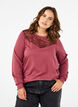 Sweatshirt with lace details, Rose Brown, Model image number 0