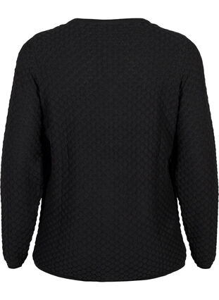 Structure-patterned pullover in organic cotton	, Black, Packshot image number 1