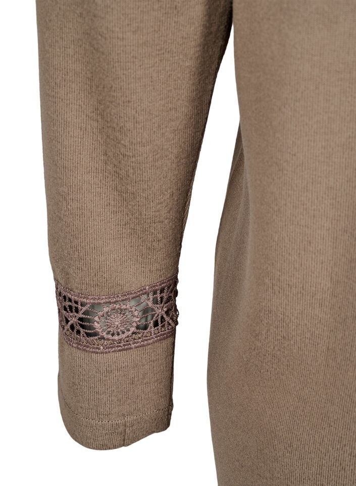 Blouse with embroidery details and long sleeves, Brown, Packshot image number 3