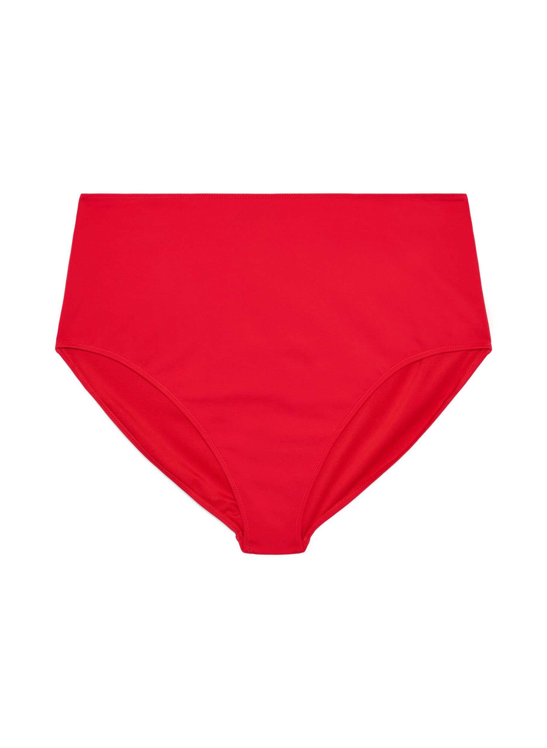 ZizzifashionSolid colour bikini bottom with high waist, Red, Packshot image number 0