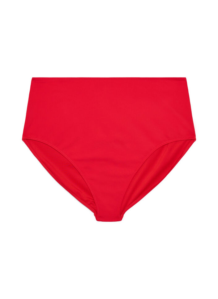 Solid colour bikini bottom with high waist, Red, Packshot image number 0