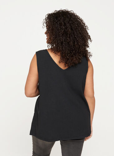 Sleeveless top in cotton, Black, Model image number 1