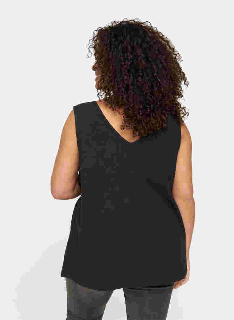 Sleeveless top in cotton, Black, Model image number 1